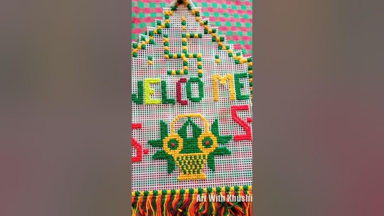 PLASTIC NET SHEET EMBROIDERY🧵 plastic Canvas design SHORTS YTSHORTS