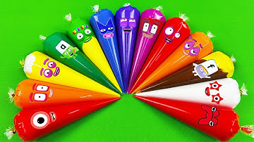 Numberblocks - Finding Slime with Piping Bags, Eggs, Whistle,… Mix Clay, Satisfying ASMR Videos