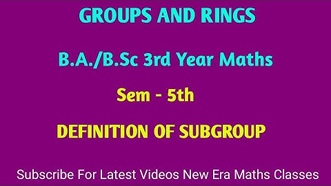 Maths B.A./B.Sc 3rd Year ||Subgroup ||By Anju Maam||