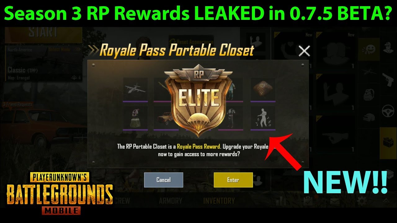 Season 3 RP Rewards FOUND + Other Changes in PUBG Mobile 0.7.5 Global BETA! - 