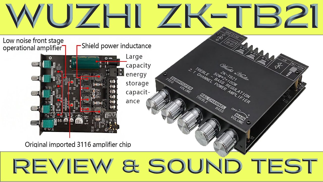 wuzhiaudio Bluetooth 5.0 50WX2+100W 2.1 Channel Amplifier Board