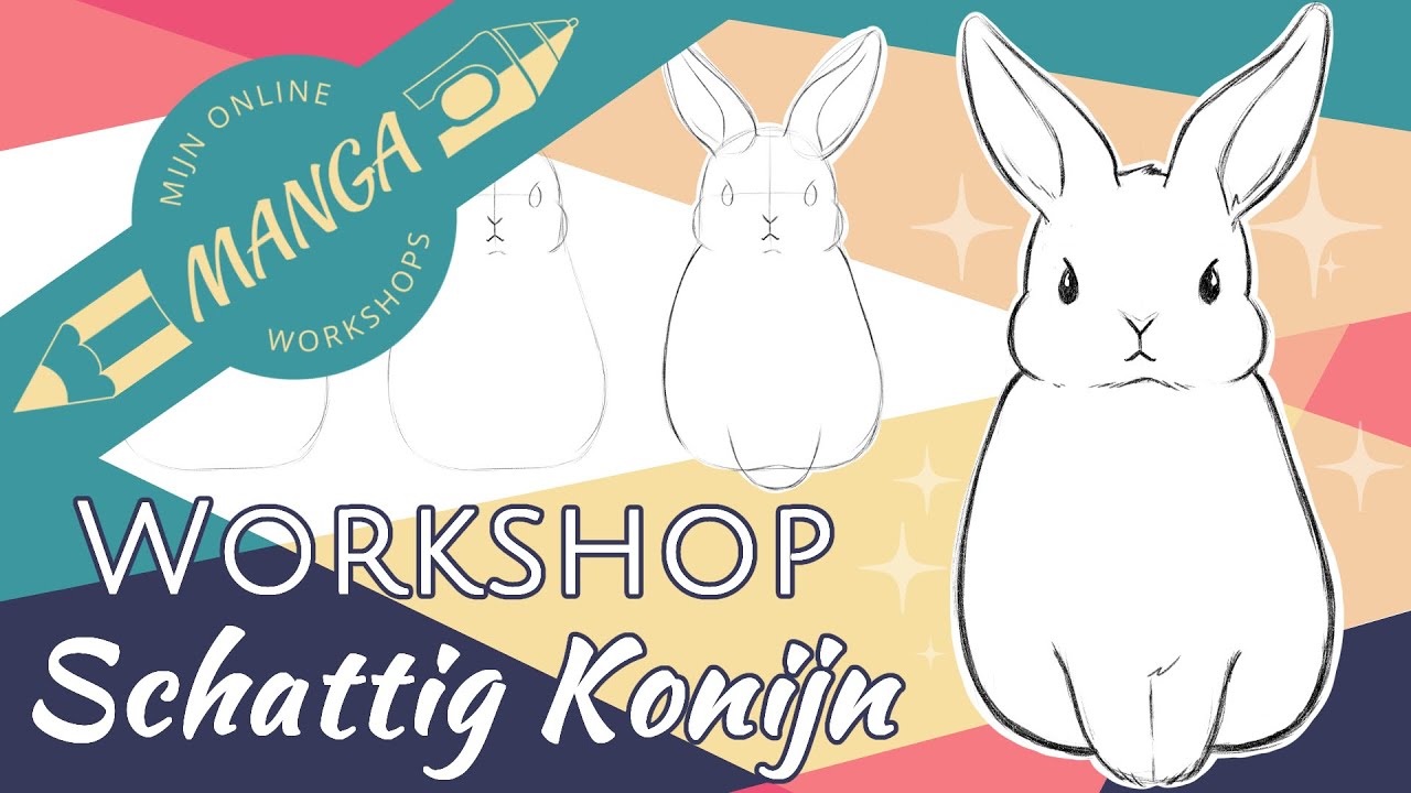 Konijn tekenen | Manga teken workshop - tutorial | Teken mee stap voor