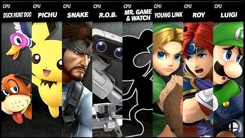Duck Hunt VS Pichu VS Snake VS R.O.B. VS Mr. Game & Watch VS Young Link VS Roy VS Luigi Smash