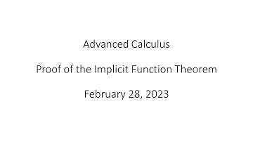 Advanced Calculus - Proof of the Implicit Function Theorem