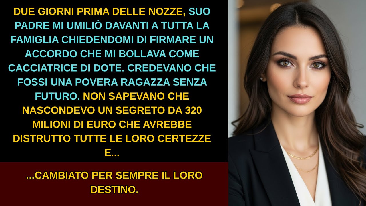 DUE GIORNI PRIMA DELLE NOZZE, SUO PADRE MI CHIESE DI FIRMARE UN PATTO CHE MI UMILIÒ DAVANTI A TUTTI.