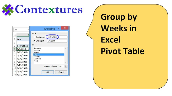Group by Weeks in Excel Pivot Table