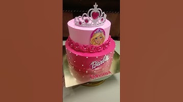 2 tire Barbie doll cake with crown.                         #barbiedollcakedesign