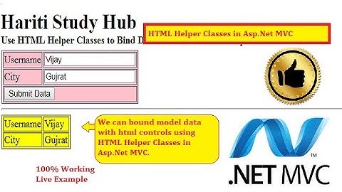 Bind Model Data with HTML Controls Using Helper Classes in Asp.Net MVC | Hindi | Free Online Classes