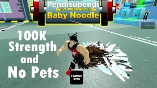 100K Strength and No Pets Challenge on Strongman Simulator Roblox
