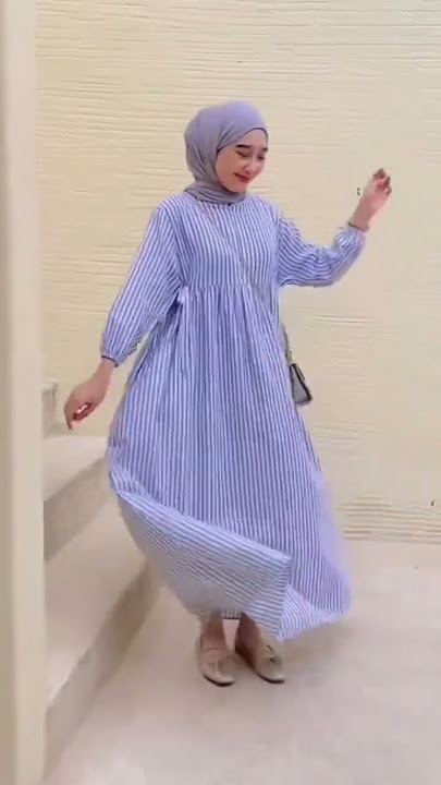Dress Gamis motif Salur kekinian banget. tersedia ukuran kecil dan jumbo lohhh