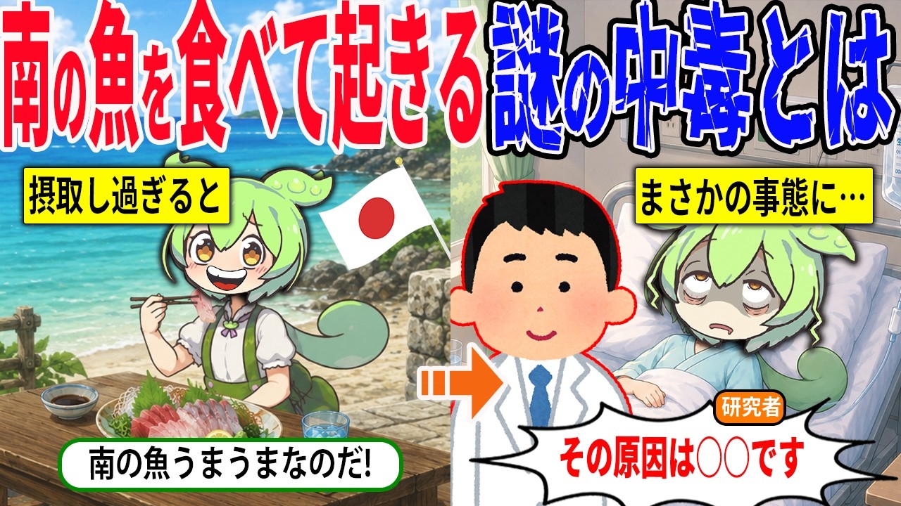 この夏注意！南国の魚を食べて起きる謎の中毒とは？【ずんだもん＆ゆっくり解説】