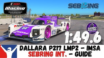 iRacing Dallara LMP2 Sebring International Guide 1:49.6 How to LMP2 Sebring Track Guide & Setup