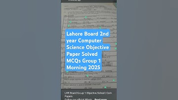 Lahore Board 2nd year Computer Science Objective Paper Solved MCQs Group 1 Morning 2025