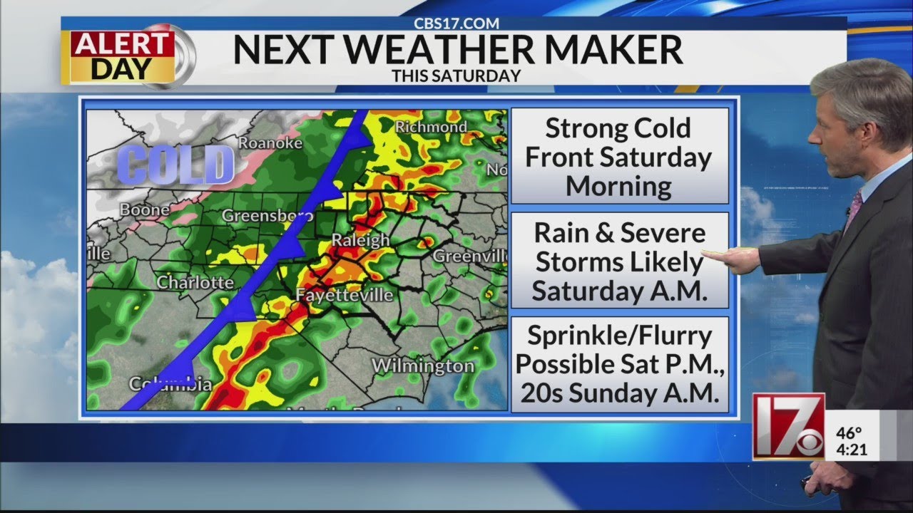 Strong cold front, severe storms heading for NC Saturday morning - YouTube