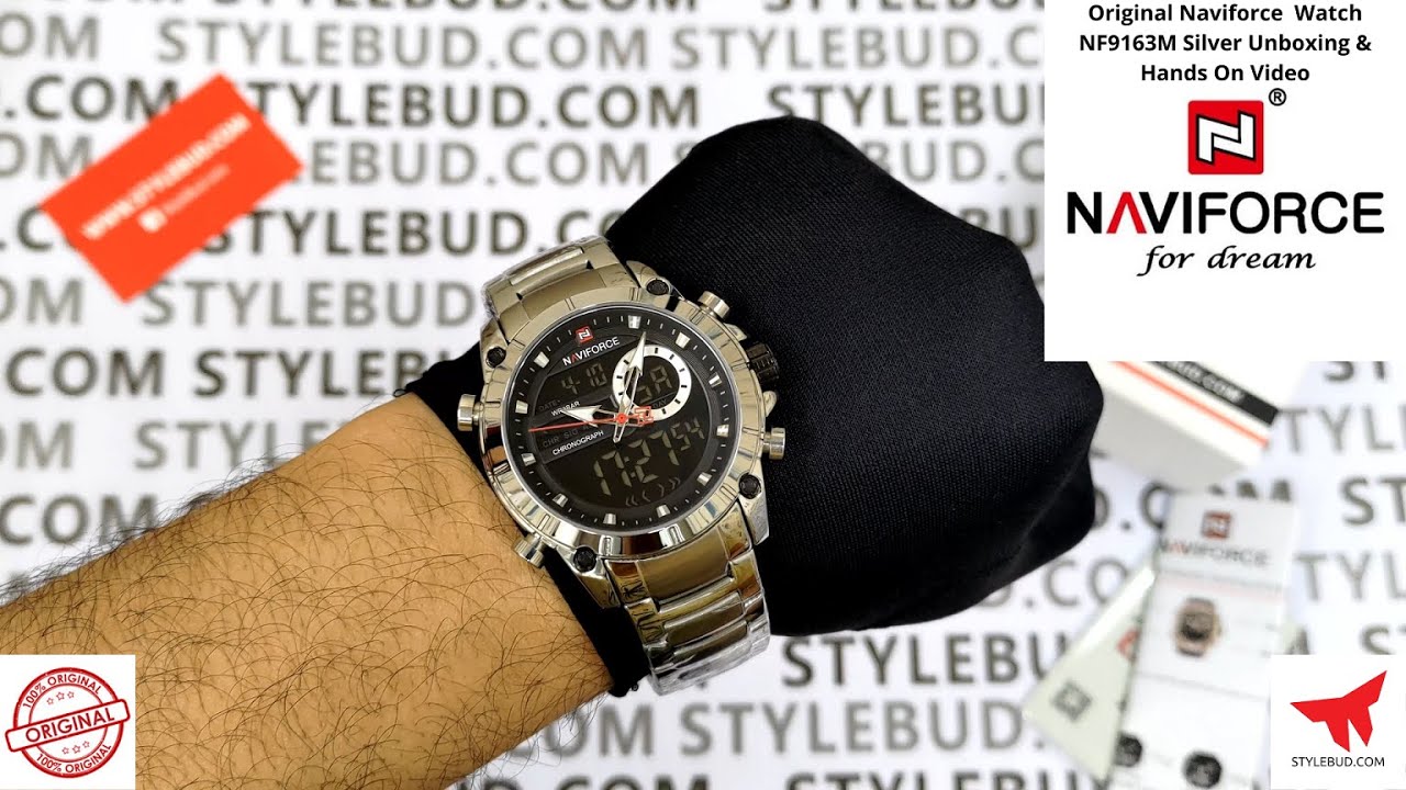 WW1044 Naviforce Dual Time Multifunction Chain Watch NF9163M Silver Unboxing & Hands On Video