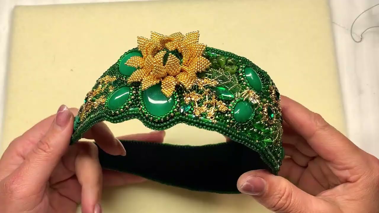 Как сделать ободок из бисера и камней. #handmade #ободокручнойработы #ободокдляволос #ободокизбисера