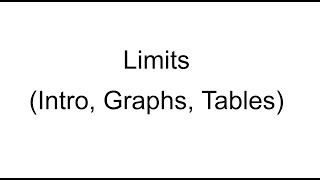 Limits Intro, Graphs, Tables