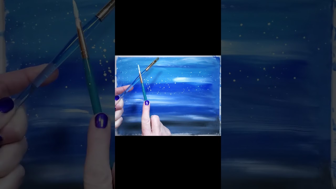 How To Paint A Snowy Winter Scene! Dark Night Acrylic Painting!