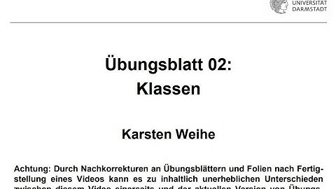 Übungsblatt 02 Klassen