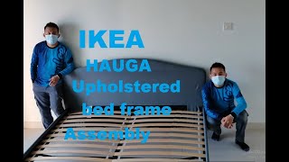 IKEA HAUGA Upholstered bed frame Assembly