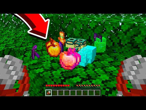 I'm playing Minecraft, but the leaves drop super OP items!