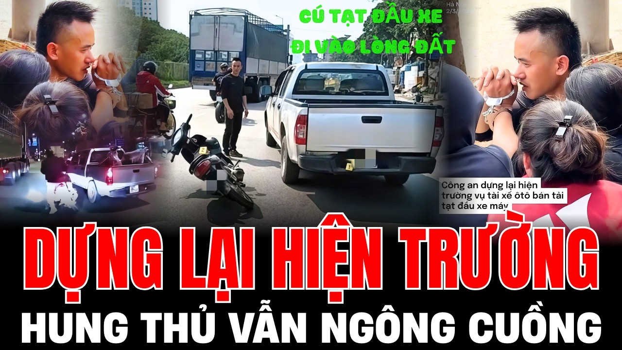 Xe Bán Tải Tạt Đầu Xe Máy Chở 3 Người Suýt Lao Vào Container, Công An Dựng Lại Hiện Trường Vụ Án.