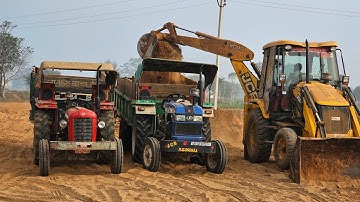 Jcb 3dx Backhoe Eco Machine Loading Mud in Massey 241 and Eicher 380 Tractors I JCB I Jcb cartoon