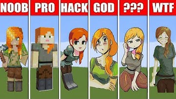 PIXEL ART (NOOB vs PRO vs HACKER vs GOD) ALEX IN MINECRAFT!