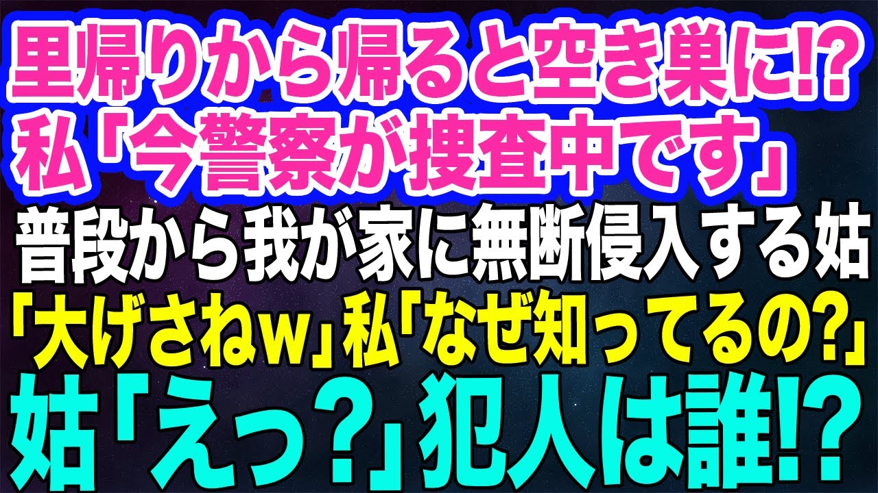 【スカッとする話】里帰りから帰ると家が空き巣被害に！？私「今警察が捜査中です。怖いですねぇ…」姑が大げさだと言うので→私「えっ？知ってるんですか？」姑「えっ？」結果ｗｗ