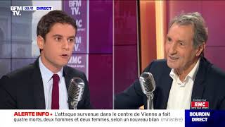 Gabriel Attal face à Jean-Jacques Bourdin en direct