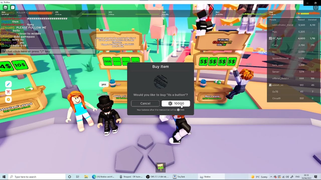 Donating 10,000 Robux In Pls Donate - YouTube