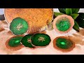 #955 Gorgeous Green And Copper Geode Resin Coasters