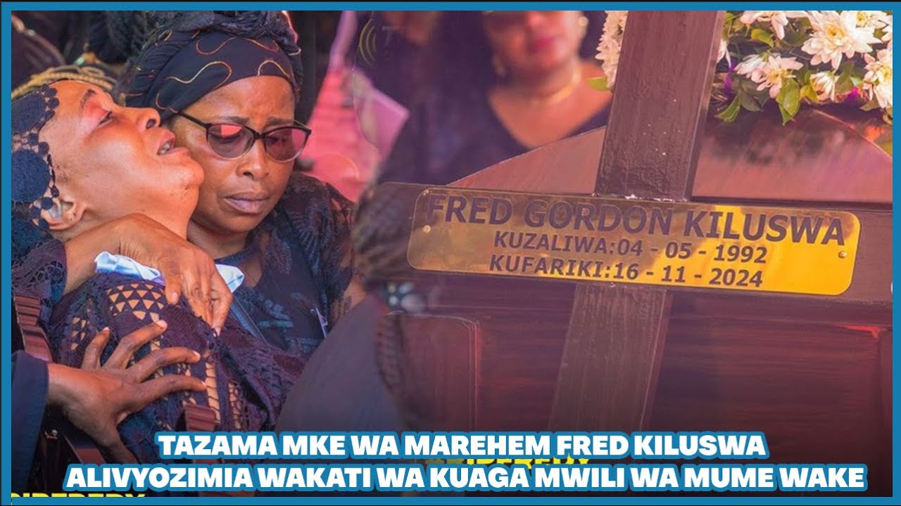 TAZAMA MKE WA MAREHEM FRED KILUSWA ALIVYOZIMIA WAKATI WA KUAGA MWILI WA MUME WAKE/AKIMBIZWA HOSPITAL