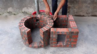 Build a multipurpose wood stove with red bricks and cement