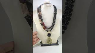 عقد من احجار العقيق و الهيماتيت مع دلاية نحاس handmadeaccessories jewellery necklace