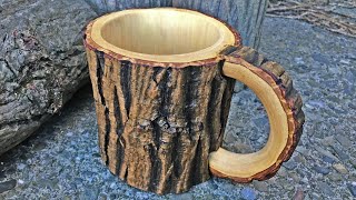 Woodturning an Oak Log Mug