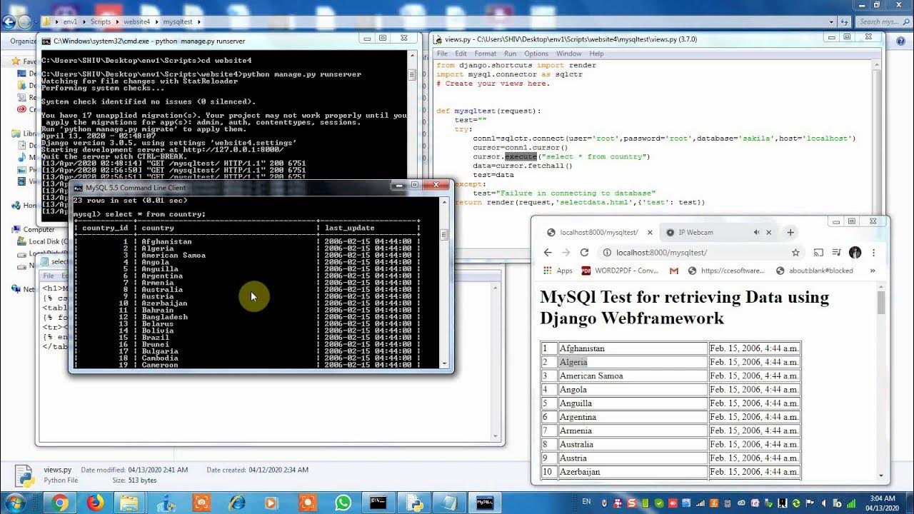 Retrieving data from mysql and displaying it on web page using Django ...
