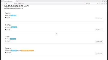 Node  js Shopping cart ExpressJS and Handlebars