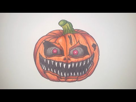 How To Draw A Scary Halloween Pumpkin Step By Step (FNAF Style) - YouTube