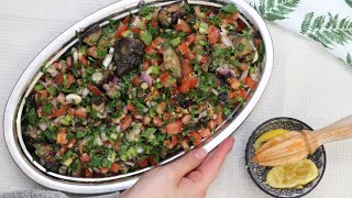 Healthy aubergine tabouleh salad - vegan #shorts