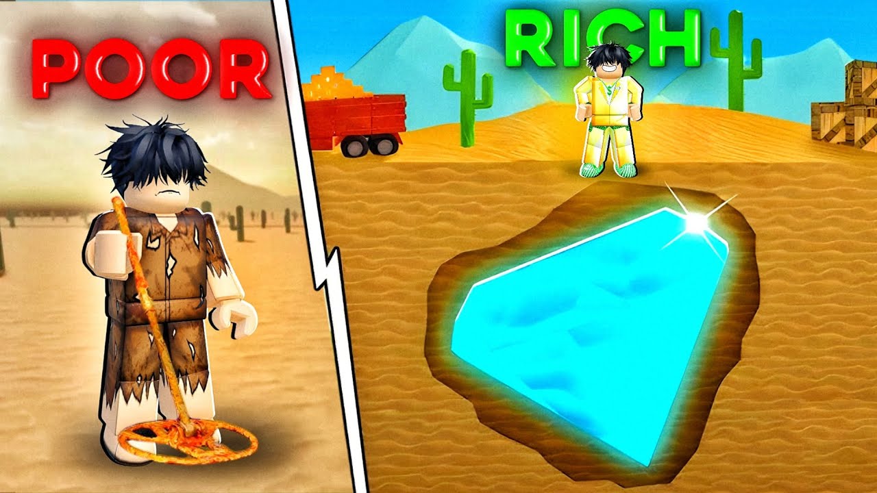 ကျွန်တော် သဲကန္တာရထဲမှာ ရတနာတူးပြီး သူဌေး ဖြစ်သွားပြီ | Desert Detectors [ ROBLOX ]