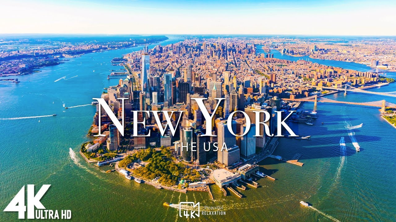 Полет над Нью -Йорком 4K UHD - расслабляющая музыка с красивым природным пейзажем - 4K UHD TV
