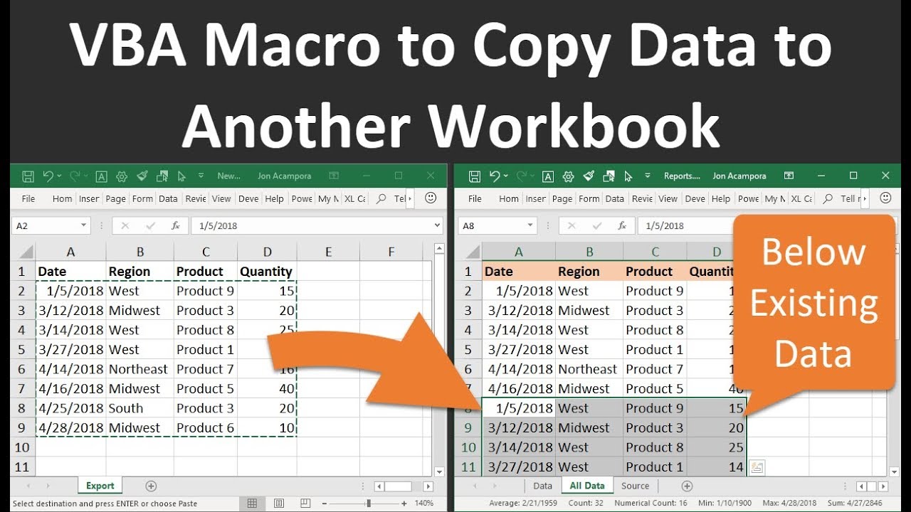 Macro Copy Data From One Workbook To Another