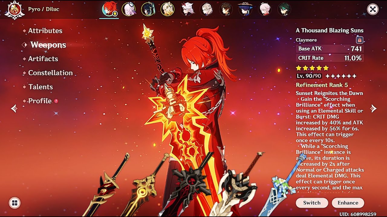 Is A Thousand Blazing Suns (Mavuika's Claymore) Diluc's NEW BiS