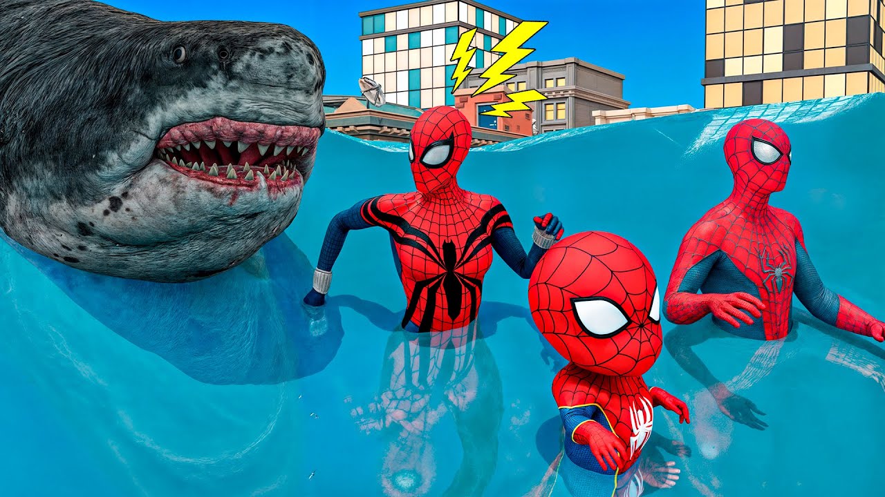 Spider Man x Great White Shark Underwater Monster In Granny House | Funny Horror Animation