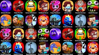 Grimace Monster Scary Survival,Poppy Mobile,Dark Riddle,Evil Nun,Siren Head,Friday The 13th,Banban 3