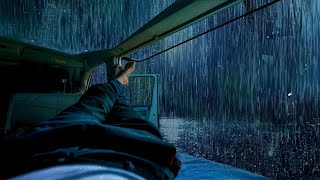 Night Thunderstorm for Insomnia - Heavy Rain Sounds on a Camping Car's Window for Sleeping