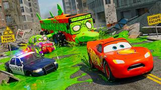 Can McQueen Survive the Toxic River Flood? Giant Monster vs Zombie Chase! - BeamNG.drive screenshot 5