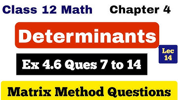 Determinants Lec 14 Class 12 math Exercise 4.6 Ques 7 to 14 | Matrix Method Questions Solved ncert