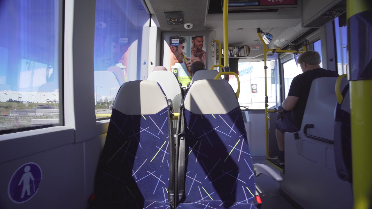 Sweden, Stockholm, bus 550 ride from Barkarby station to Barkarby handelsplats